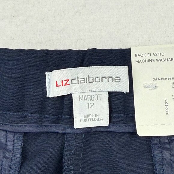 Liz Claiborne Women's Margot Wide Leg Pleated Stretch Blue Trousers Size 12 NWT - Picture 7 of 12
